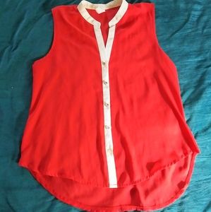 Sheer v neck button down tank